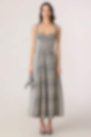 Grey Denim Striped Midi Vacation Dress by Saaksha & Kinni at Pernia's Pop Up Shop