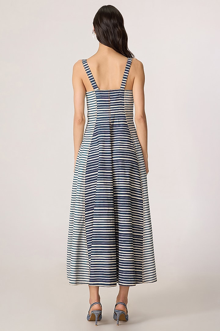 Grey Denim Striped Midi Vacation Dress by Saaksha & Kinni at Pernia's Pop Up Shop