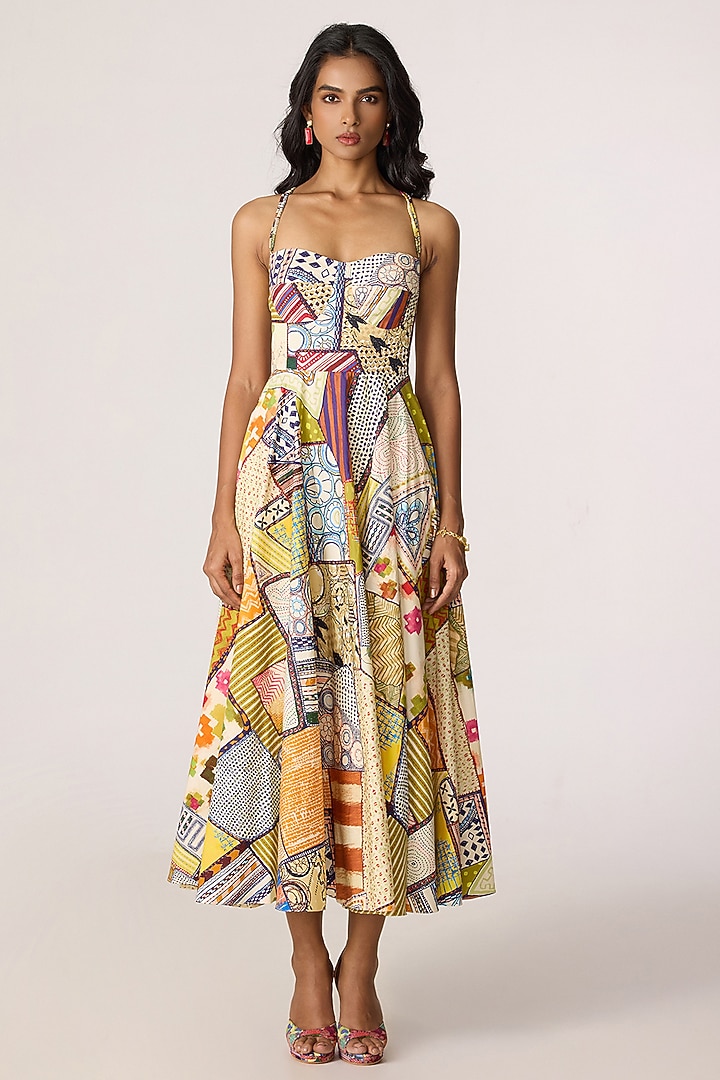 Multi-Colored Cotton Cambric Patchwork Printed Maxi Vacation Dress by Saaksha & Kinni at Pernia's Pop Up Shop