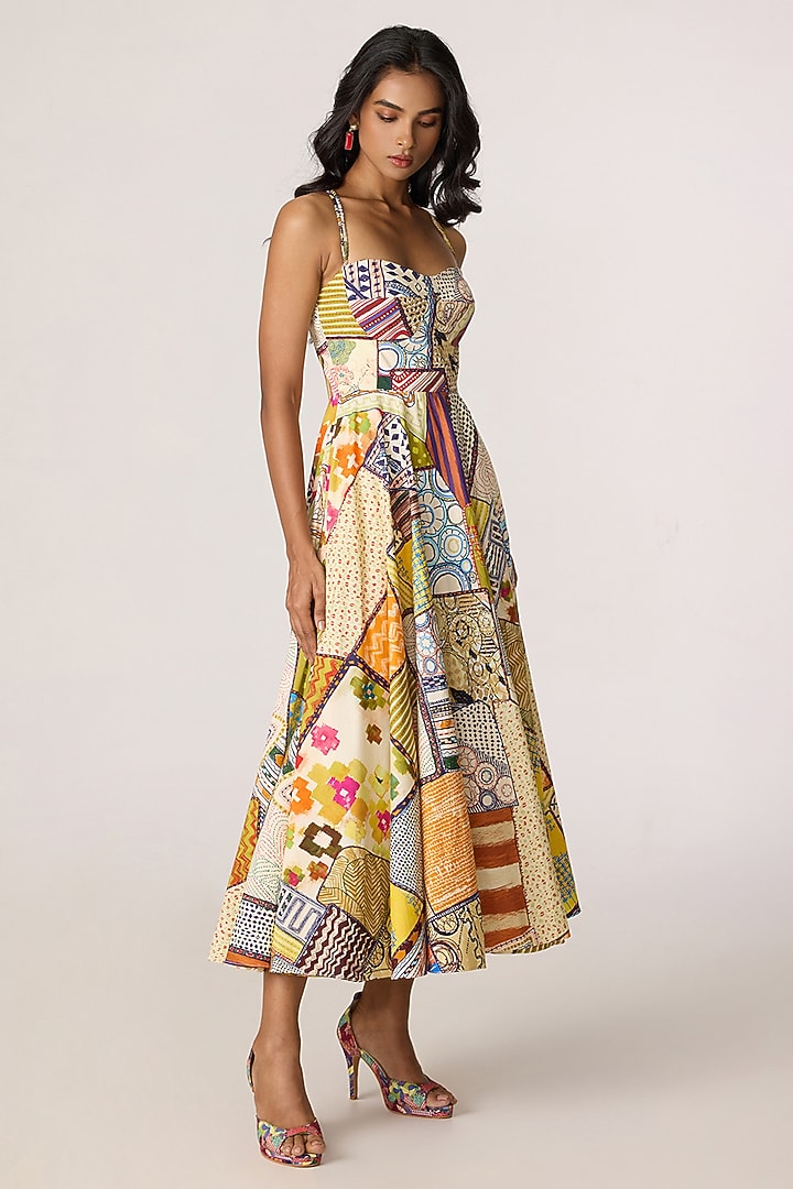 Multi-Colored Cotton Cambric Patchwork Printed Maxi Vacation Dress by Saaksha & Kinni at Pernia's Pop Up Shop