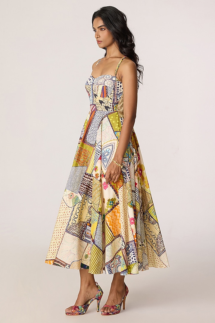 Multi-Colored Cotton Cambric Patchwork Printed Maxi Vacation Dress by Saaksha & Kinni at Pernia's Pop Up Shop