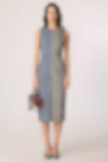 Blue & Grey Denim Striped Midi Summer Dress by Saaksha & Kinni at Pernia's Pop Up Shop