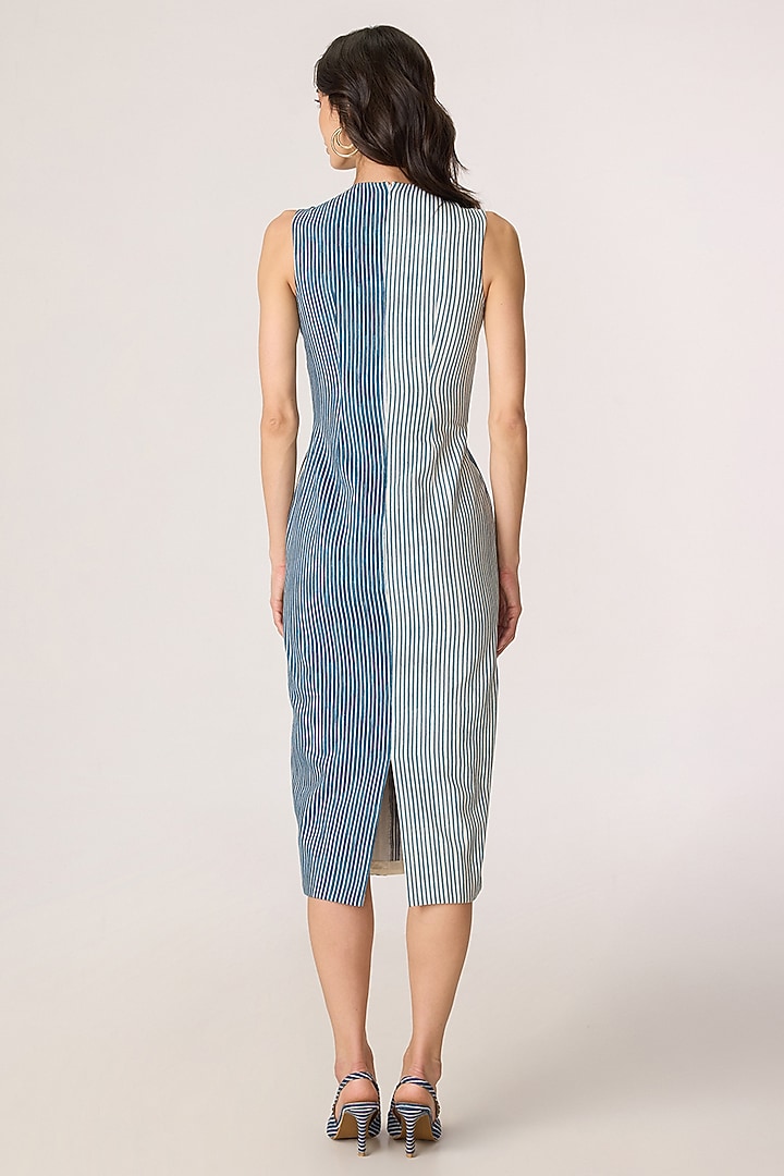 Blue & Grey Denim Striped Midi Summer Dress by Saaksha & Kinni at Pernia's Pop Up Shop