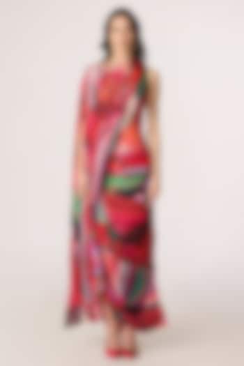 Multi-Colored Poly Florence Chiffon Floral Printed Maxi Cocktail Dress by Saaksha & Kinni at Pernia's Pop Up Shop
