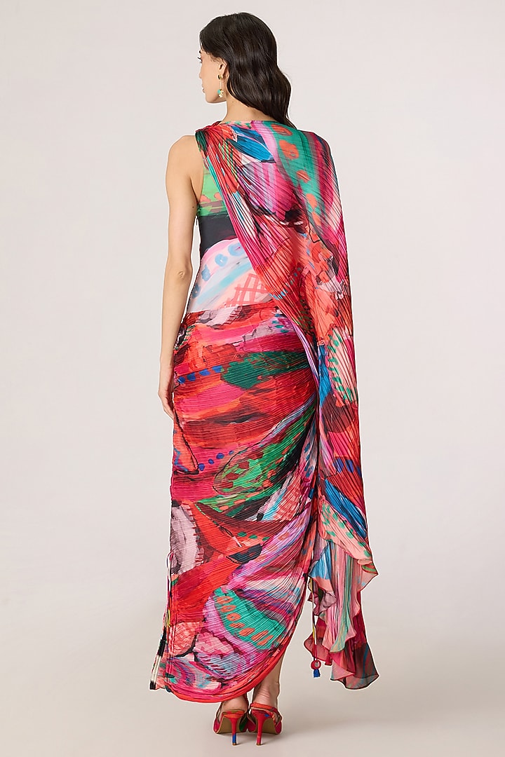 Multi-Colored Poly Florence Chiffon Floral Printed Maxi Cocktail Dress by Saaksha & Kinni at Pernia's Pop Up Shop
