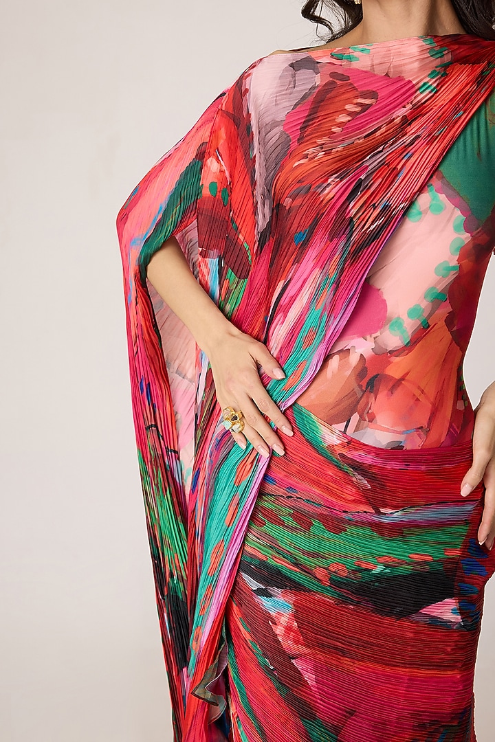 Multi-Colored Poly Florence Chiffon Floral Printed Maxi Cocktail Dress by Saaksha & Kinni at Pernia's Pop Up Shop