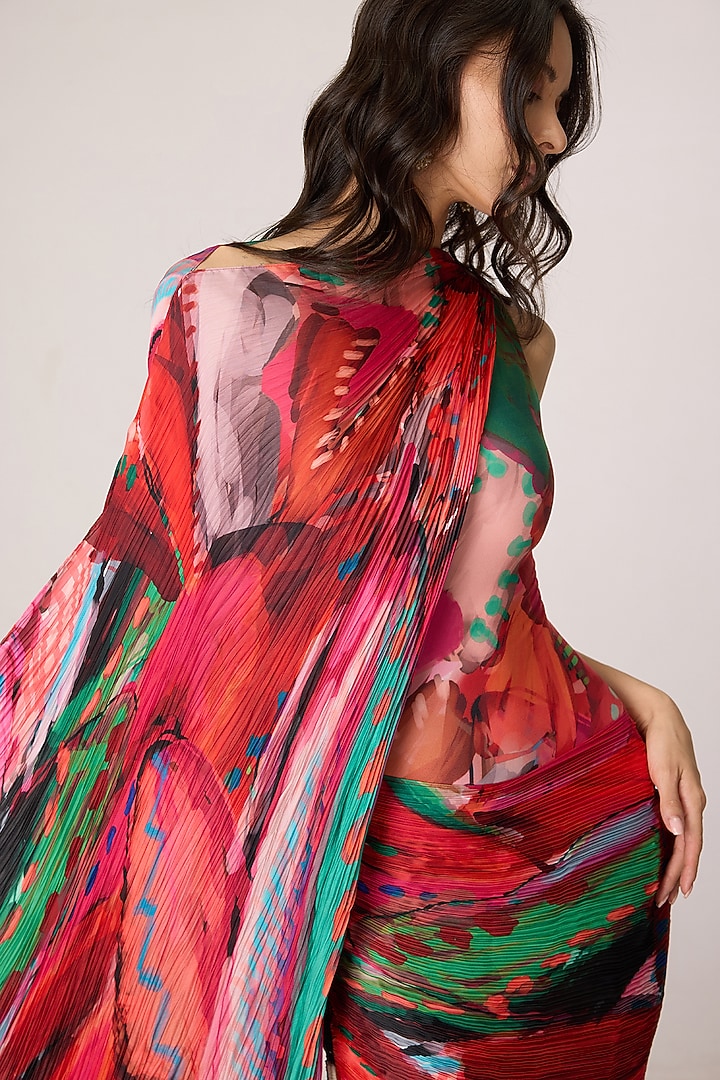 Multi-Colored Poly Florence Chiffon Floral Printed Maxi Cocktail Dress by Saaksha & Kinni at Pernia's Pop Up Shop