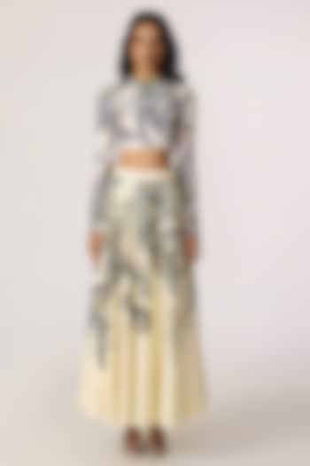 Multi-Colored Cambric Doodle Printed High-Waist Skirt Set by Saaksha & Kinni at Pernia's Pop Up Shop