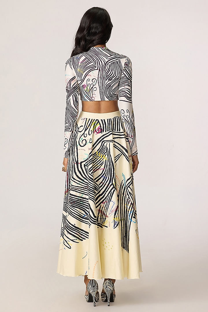 Multi-Colored Cambric Doodle Printed High-Waist Skirt Set by Saaksha & Kinni at Pernia's Pop Up Shop