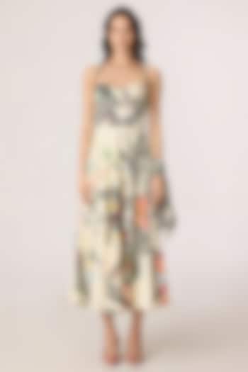 Multi-Colored Cotton Cambric Doodle Printed Maxi Vacation Dress by Saaksha & Kinni at Pernia's Pop Up Shop