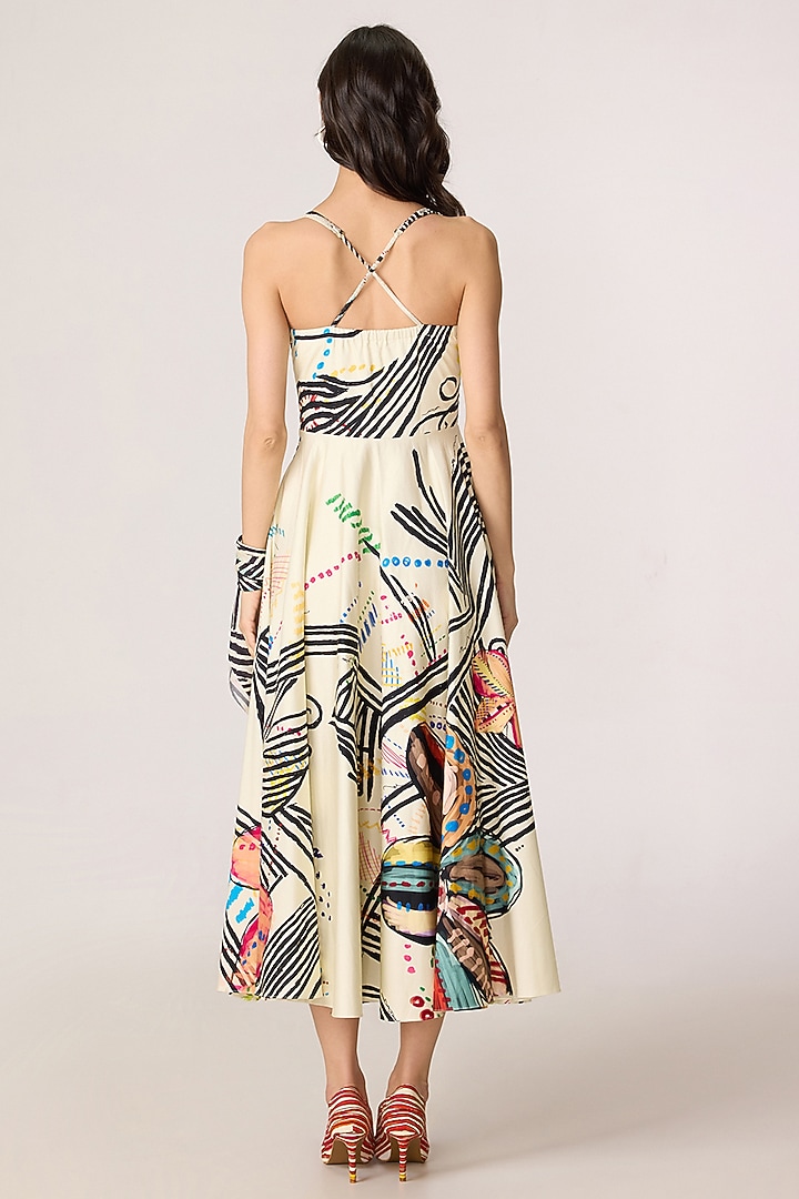 Multi-Colored Cotton Cambric Doodle Printed Maxi Vacation Dress by Saaksha & Kinni at Pernia's Pop Up Shop
