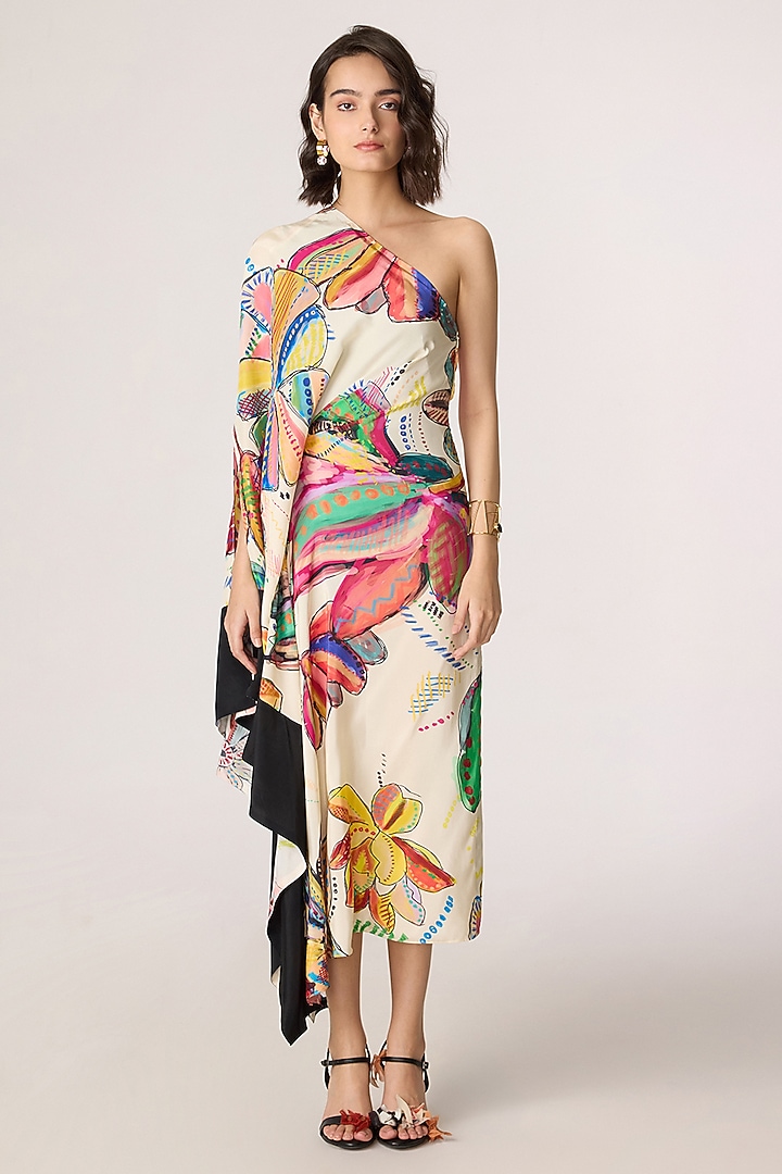 Multi-Colored Habutai Floral Printed Kaftan Summer Dress by Saaksha & Kinni at Pernia's Pop Up Shop