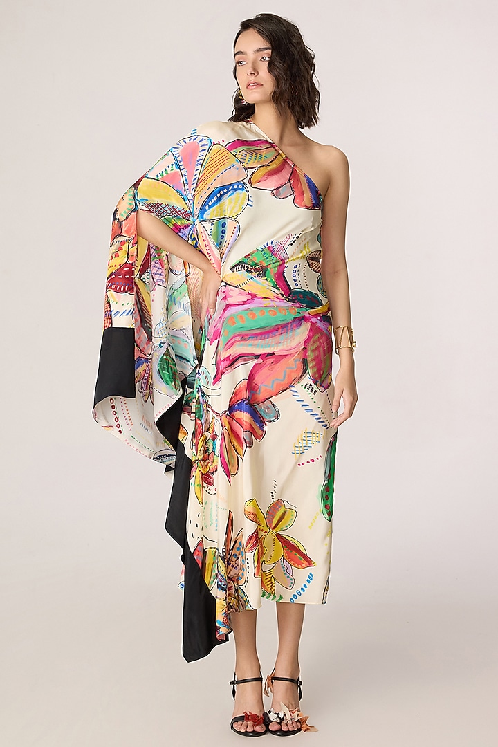 Multi-Colored Habutai Floral Printed Kaftan Summer Dress by Saaksha & Kinni at Pernia's Pop Up Shop