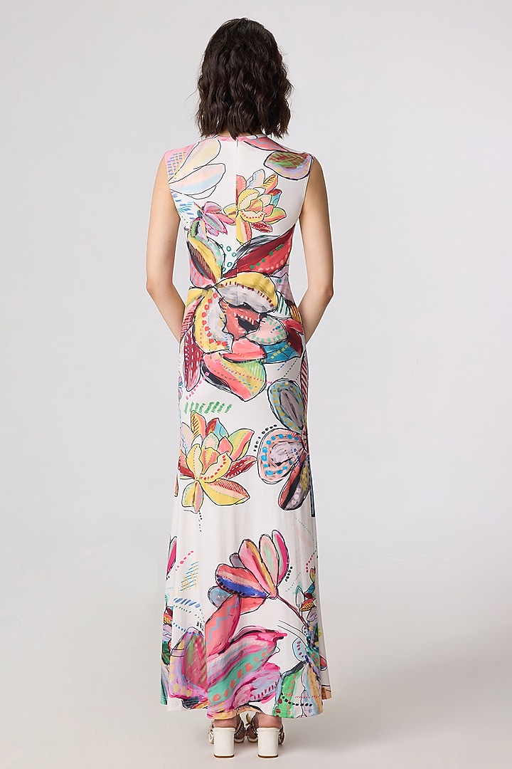 Multi-Colored Stretch Jersey Floral Printed Maxi Summer Dress by Saaksha & Kinni at Pernia's Pop Up Shop