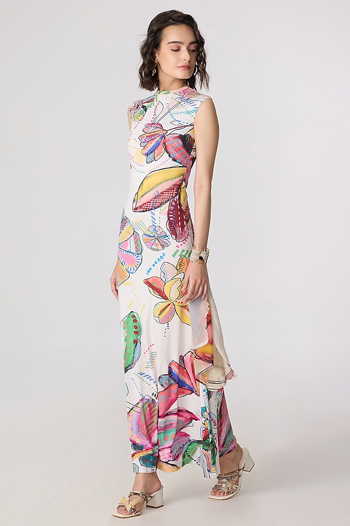 Multi-Colored Stretch Jersey Floral Printed Maxi Summer Dress by Saaksha & Kinni at Pernia's Pop Up Shop