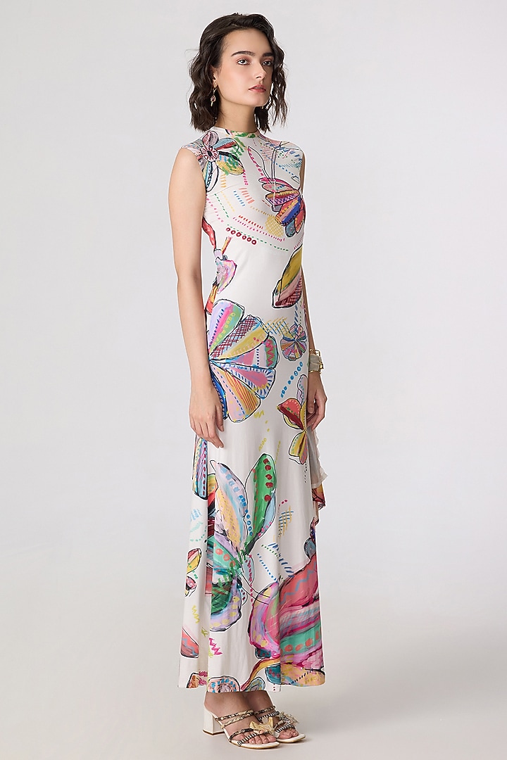 Multi-Colored Stretch Jersey Floral Printed Maxi Summer Dress by Saaksha & Kinni at Pernia's Pop Up Shop