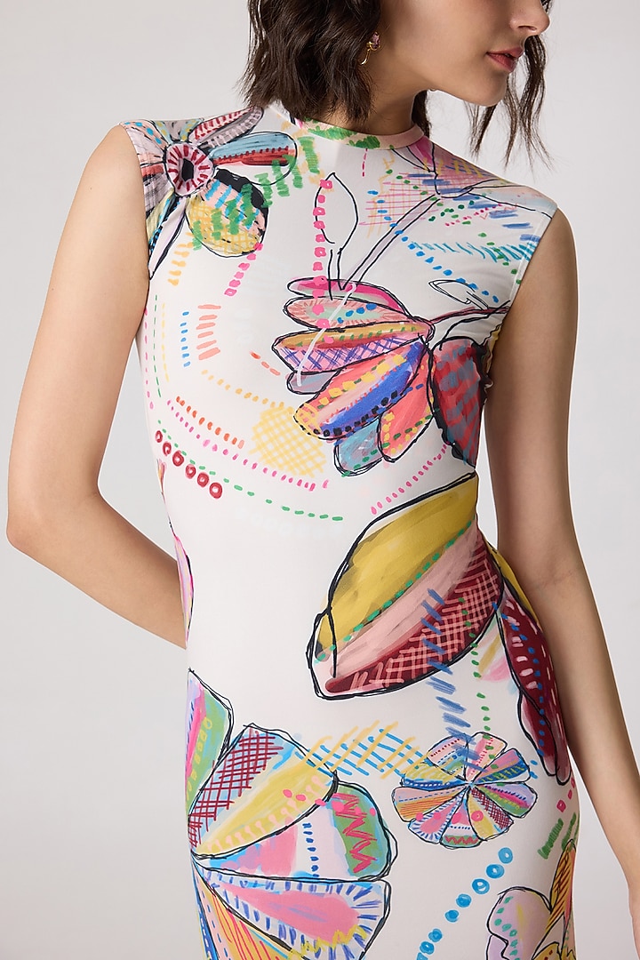 Multi-Colored Stretch Jersey Floral Printed Maxi Summer Dress by Saaksha & Kinni at Pernia's Pop Up Shop