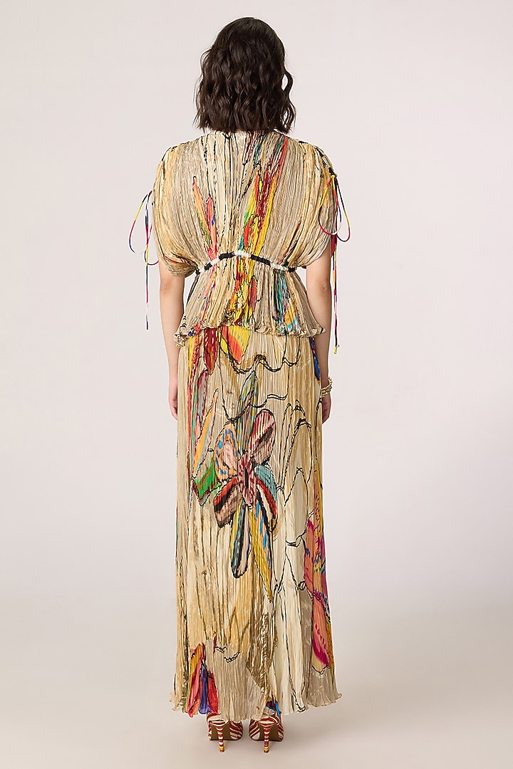 Multi-Colored Poly Florence Chiffon Floral Printed Skirt Set by Saaksha & Kinni at Pernia's Pop Up Shop