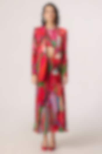 Multi-Colored Poly Florence Chiffon Floral Printed Blazer Set by Saaksha & Kinni at Pernia's Pop Up Shop