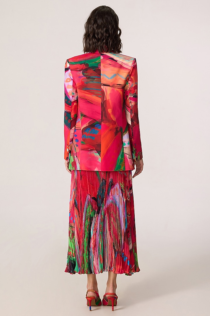 Multi-Colored Poly Florence Chiffon Floral Printed Blazer Set by Saaksha & Kinni at Pernia's Pop Up Shop