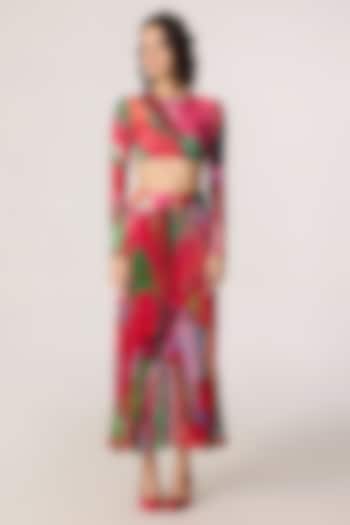 Multi-Colored Poly Florence Chiffon Floral Printed Skirt Set by Saaksha & Kinni at Pernia's Pop Up Shop