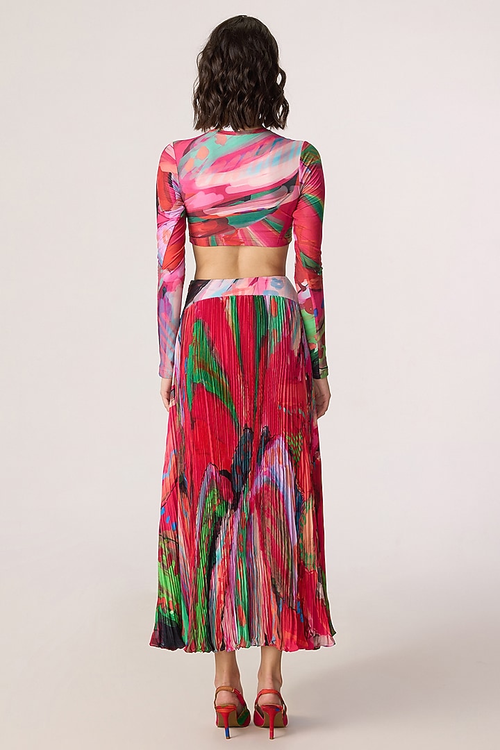 Multi-Colored Poly Florence Chiffon Floral Printed Skirt Set by Saaksha & Kinni at Pernia's Pop Up Shop