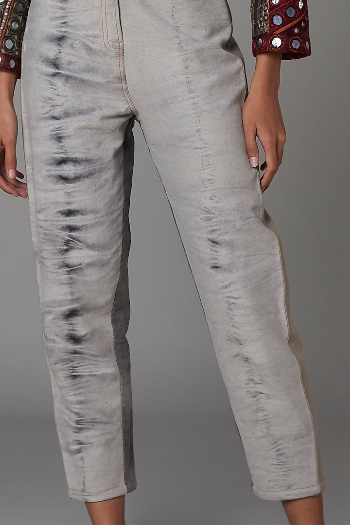 Grey Acid Wash Jeans by Saaksha Kinni at Pernia's Pop Up Shop