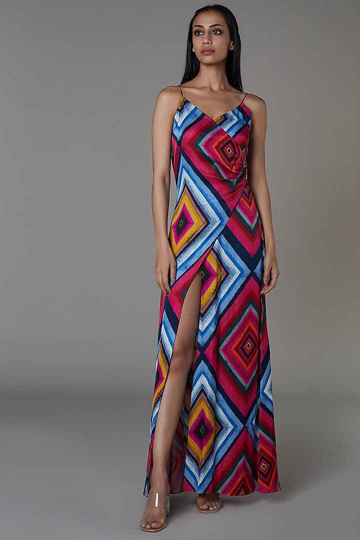 Fuchsia Printed Maxi Dress Design by Saaksha & Kinni at Pernia's Pop Up ...