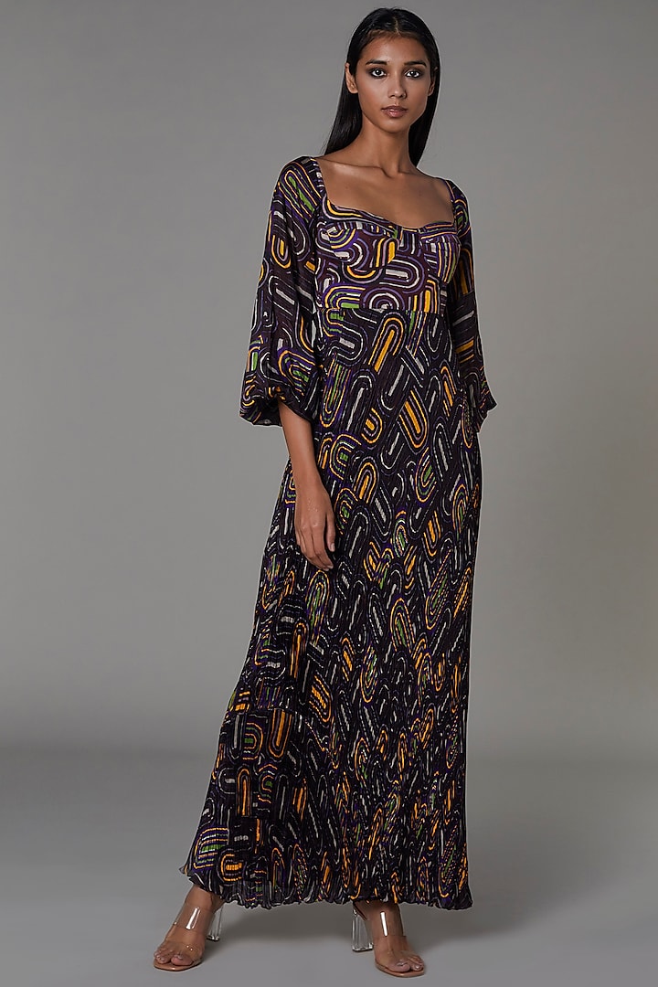 Purple Printed Maxi Dress by Saaksha & Kinni