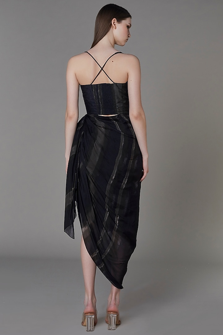 Olive Black Striped Asymmetrical Maxi Vacation Dress by Saaksha & Kinni at Pernia's Pop Up Shop
