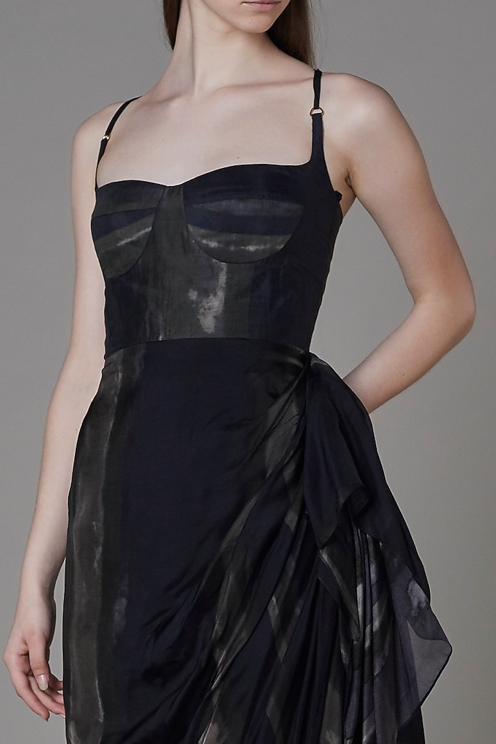 Olive Black Striped Asymmetrical Maxi Vacation Dress by Saaksha & Kinni at Pernia's Pop Up Shop