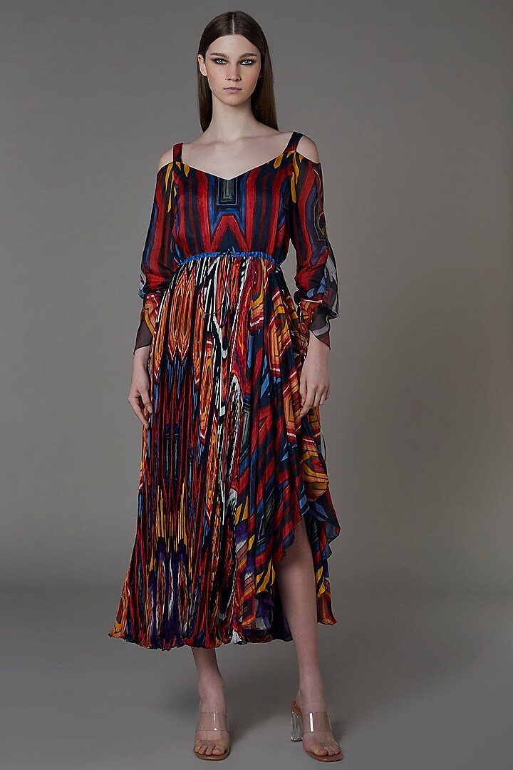 Multi-Colored Printed Asymmetrical Dress by Saaksha & Kinni
