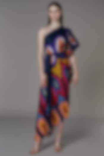 Multi-Colored Printed One-Shoulder Dress by Saaksha & Kinni