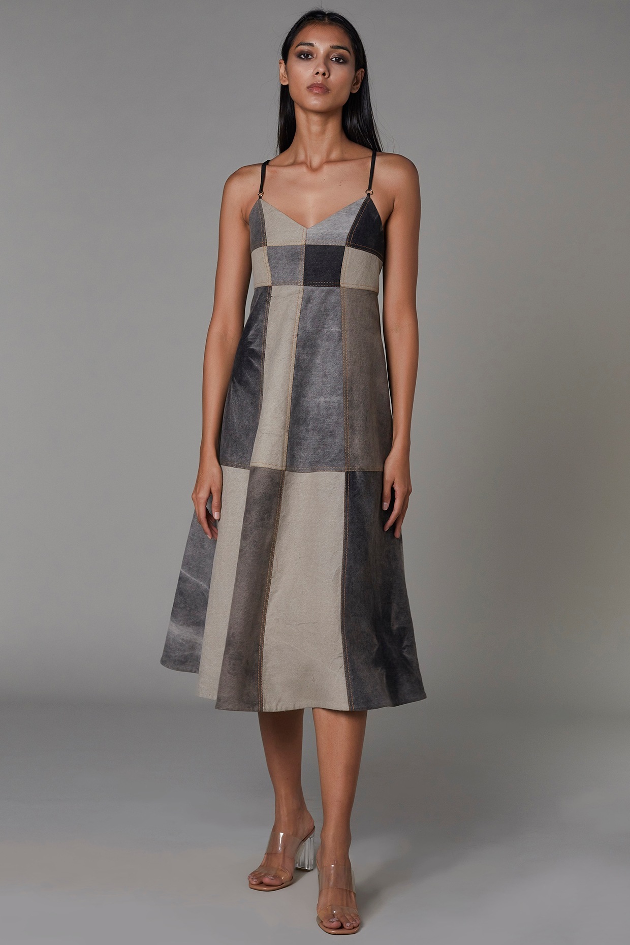 Derek Lam Collective RTR Design Collective Denim Tie Front Dress, Blue, 36  at Amazon Women's Clothing store