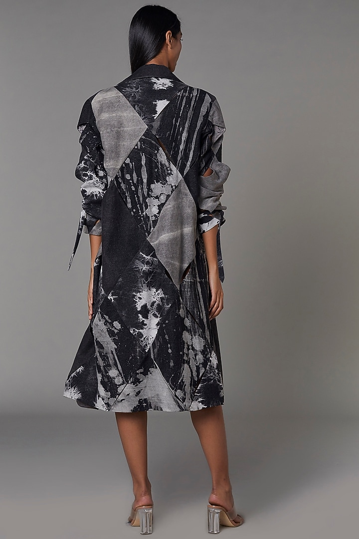 Grey Patchwork Jacket Set by Saaksha & Kinni at Pernia's Pop Up Shop