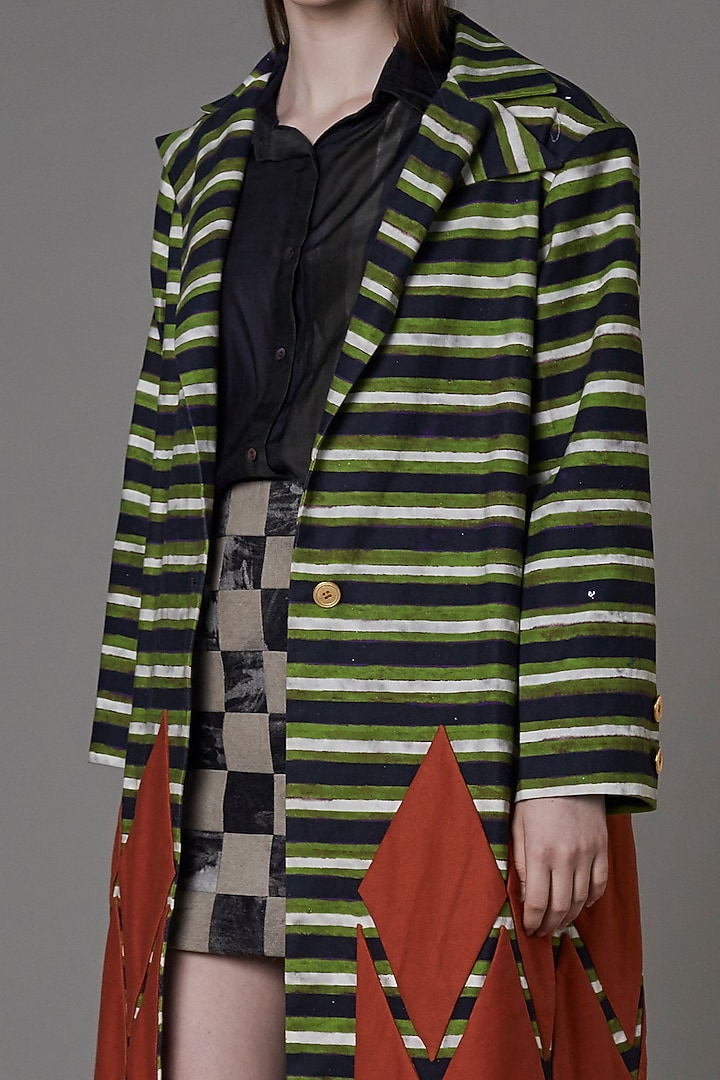 Multi-Colored Striped Overcoat by Saaksha & Kinni at Pernia's Pop Up Shop