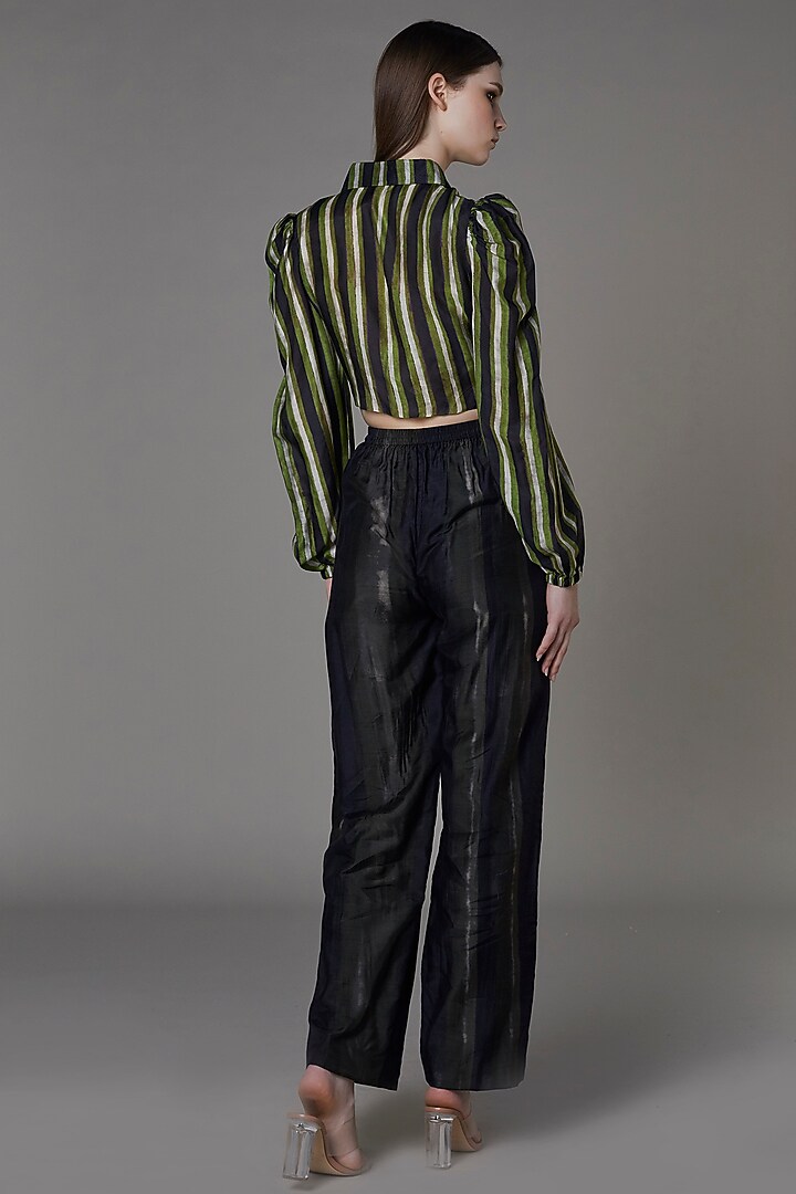 Olive Black Satin Pants by Saaksha & Kinni at Pernia's Pop Up Shop