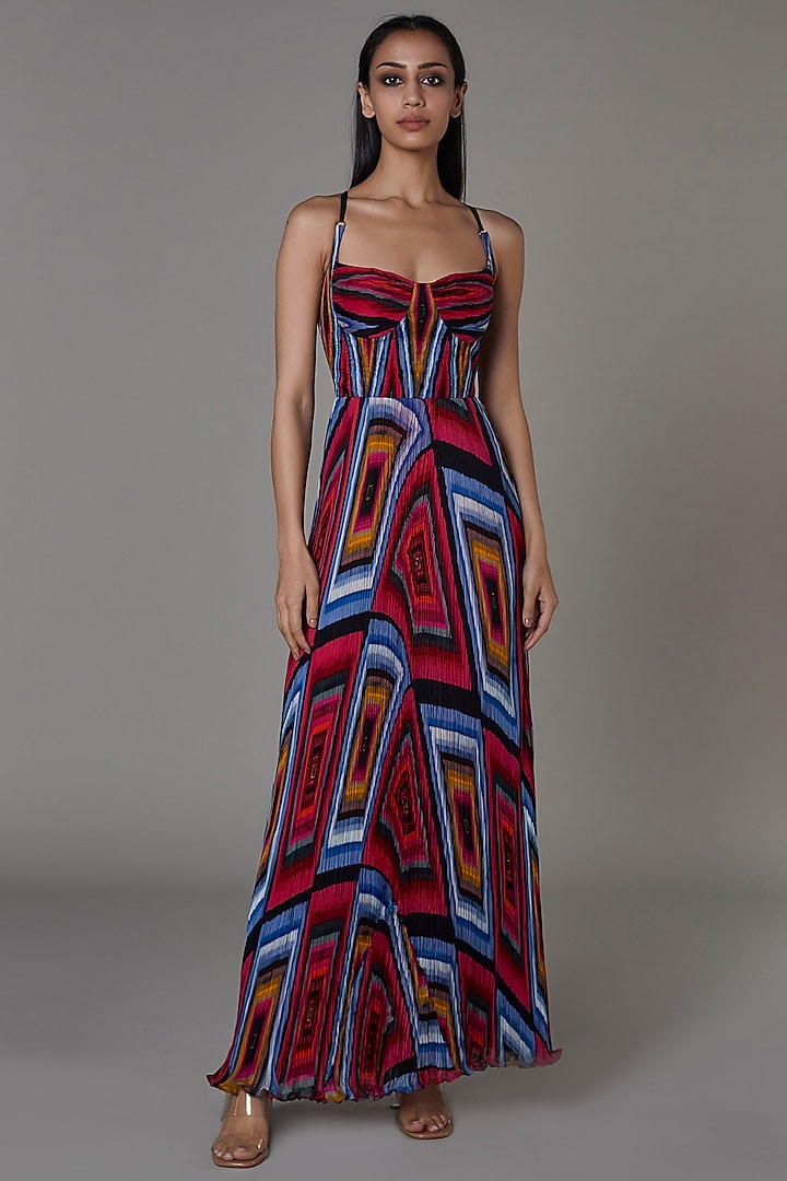Fuchsia Printed Maxi Dress by Saaksha & Kinni