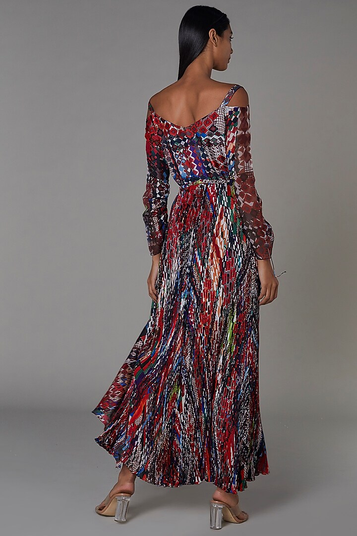 Multi-Colored Cotton Silk Abstract Printed Asymmetrical Vacation Dress by Saaksha & Kinni at Pernia's Pop Up Shop
