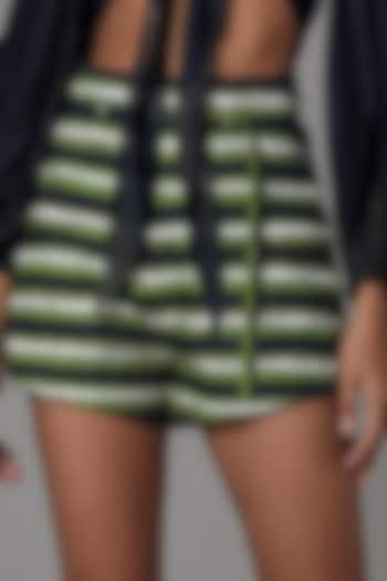 Olive Black Striped Shorts by Saaksha & Kinni