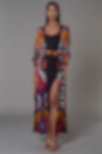 Multi-Colored Printed Cape Dress by Saaksha & Kinni