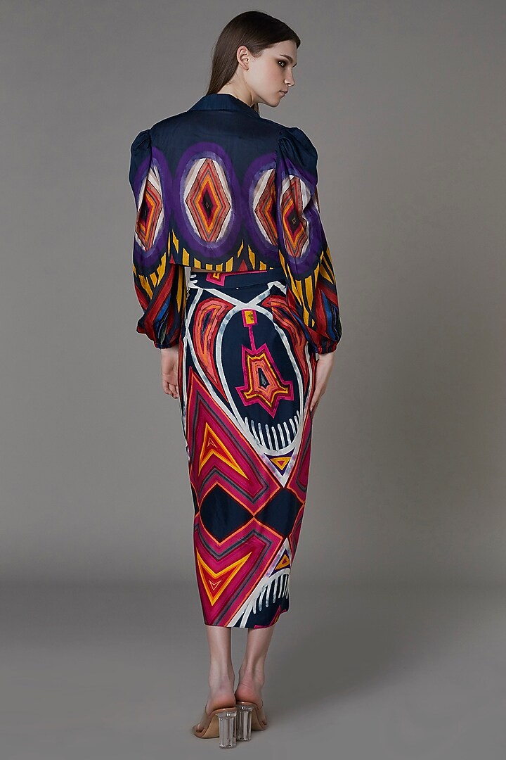 Olive Black & Purple Printed Blouse by Saaksha & Kinni at Pernia's Pop Up Shop