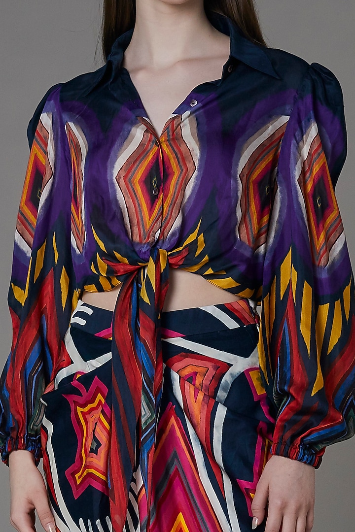 Olive Black & Purple Printed Blouse by Saaksha & Kinni at Pernia's Pop Up Shop