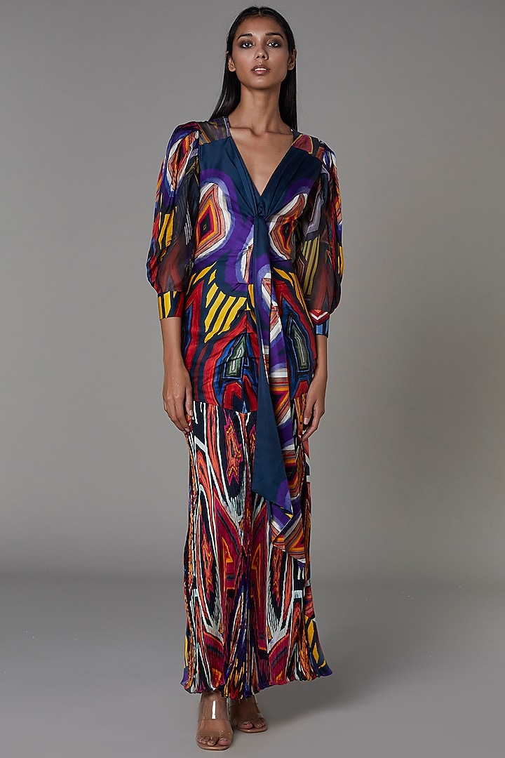 Multi-Colored Printed Knotted Dress by Saaksha & Kinni