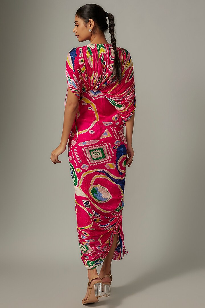Pink Cotton Silk Paisley Printed Hand Micro Pleated Vacation Dress by Saaksha & Kinni at Pernia's Pop Up Shop