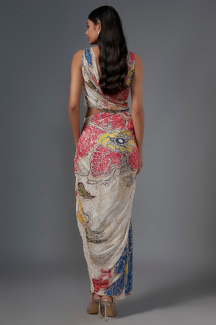White Cotton Silk Bandhani Printed Vacation Dress by Saaksha & Kinni at Pernia's Pop Up Shop