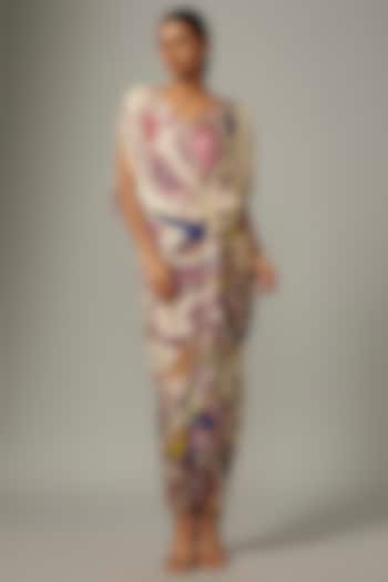 Purple Cotton Silk Paisley Printed Hand Micro Pleated Vacation Dress by Saaksha & Kinni at Pernia's Pop Up Shop