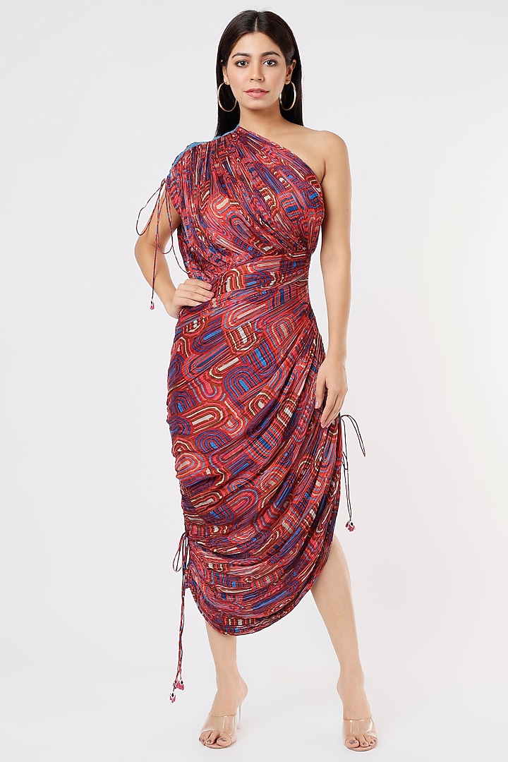 Multi-Colored Pleated Saree Dress by Saaksha & Kinni
