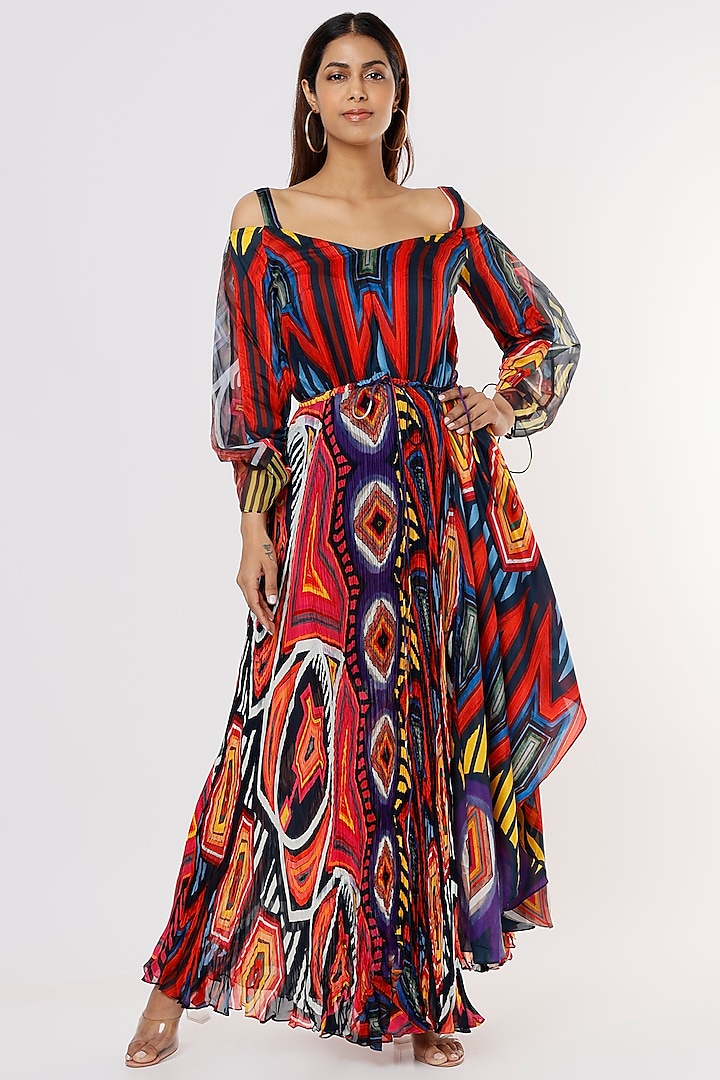 Multi-Colored Printed Asymmetrical Dress by Saaksha & Kinni