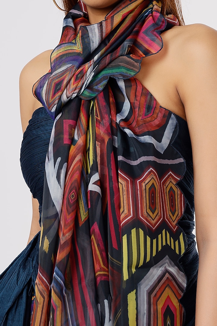 Multi- Colored Chanderi Printed Dupatta by Saaksha & Kinni at Pernia's Pop Up Shop